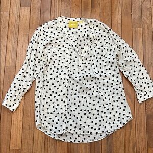 Anthropologie Blouse w/ Black Polka Dots
